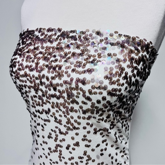 Express Sequin Ombré Strapless Tube Top SZ Medium Y2K Cream Cotton Modal Stretch - Picture 6 of 11